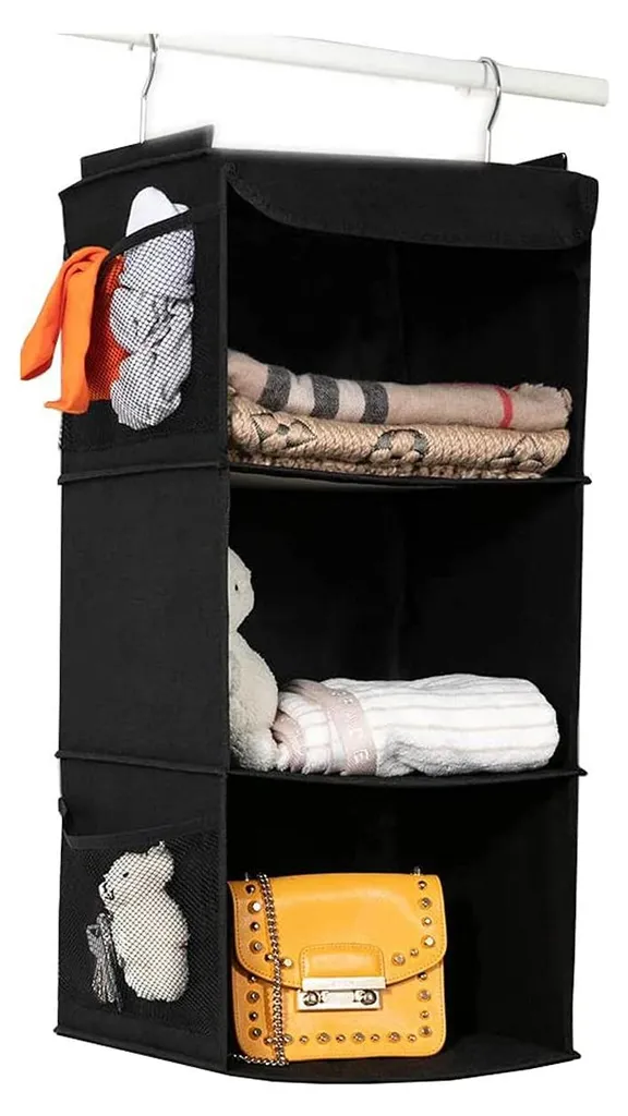 Organiseur de camping et armoire, étagère textile noire pour gain de place