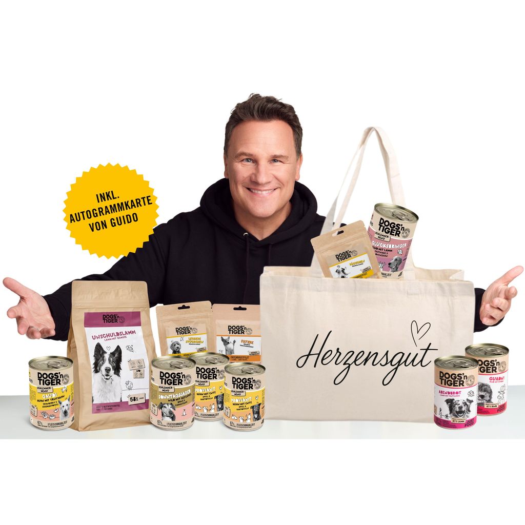 Dogs’n Tiger Herzensgut Hund Limitierte Edition mit Guido – nur jetzt! Adult Hundefutter, Nassfutter, Trockenfutter, Snacks ohne Zuckerzusatz, ...