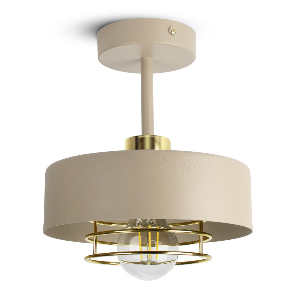 Lampa Sufitowa Wisząca Żyrandol Plafon Beżowa ECRU Złoto Zdjęcie produktu 