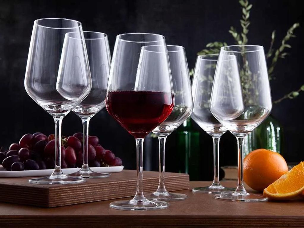 6er Set Rotweingläser 530 ml, große elegante Weingläser aus