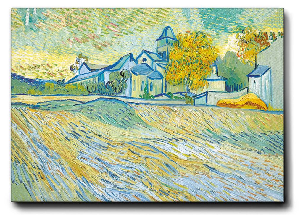 Giallobus - Blick auf den Kindergarten und die Kapelle in Saint Remy - Vincent Van Gogh - 100L x 70B cm - Bild - Premium Loom Canvas mit hoher Dicke