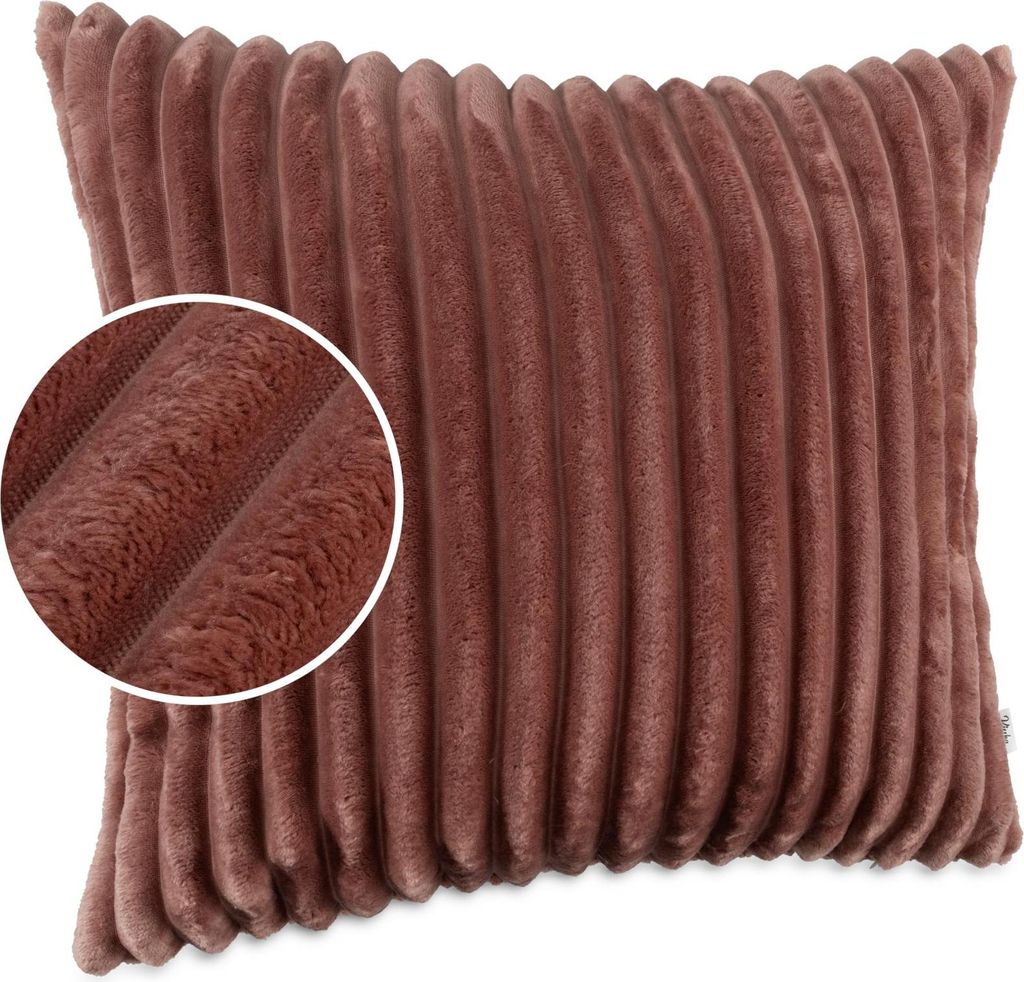 Dekokissen LILLI BIG CORD Velour mit Reißverschluss 50x50cm Einfarbig UNI Rosa Sofakissen pflegeleicht
