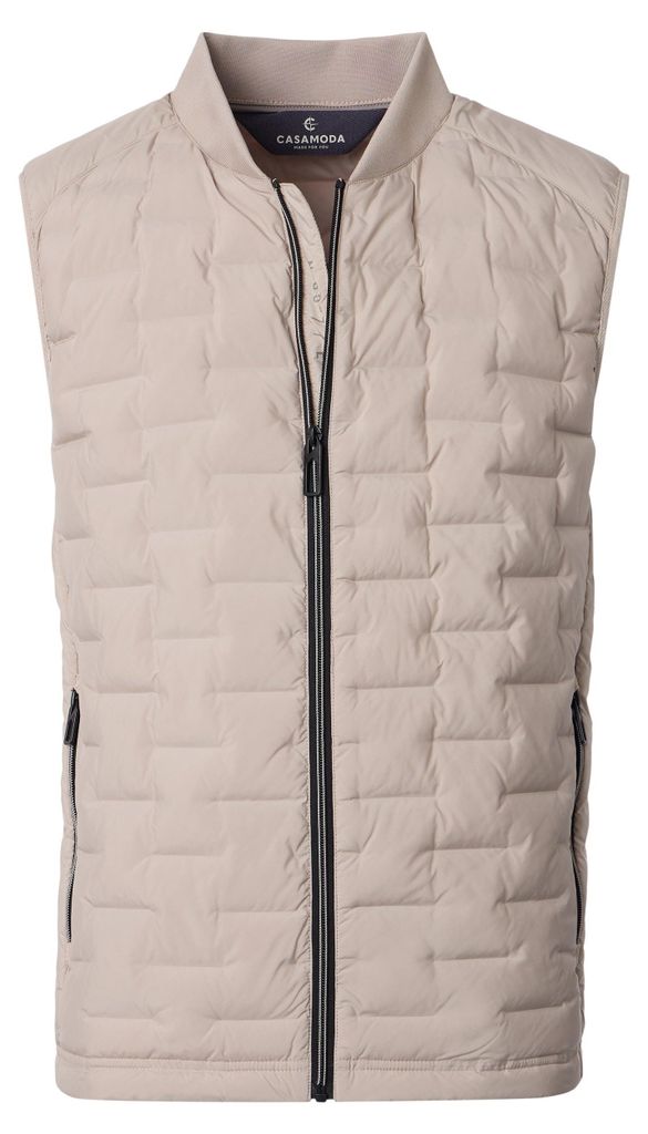 CASAMODA Herren Outdoor-Steppweste Collegekragen Zipper Beige S