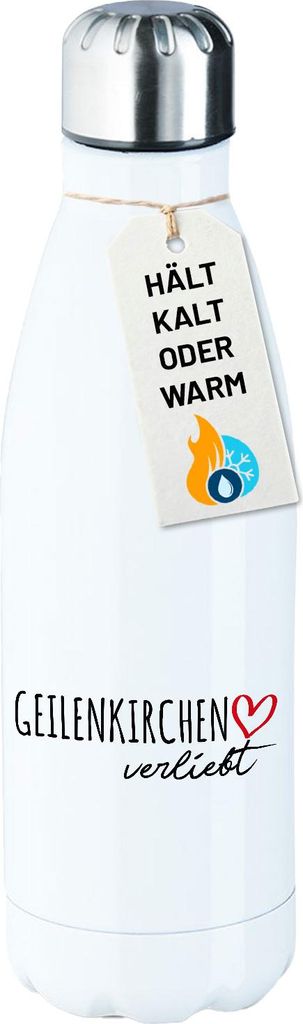 Huuraa Trinkflasche Geilenkirchen verliebt 500ml White Edelstahl Wasserflasche Trinkflasche Geschenkidee