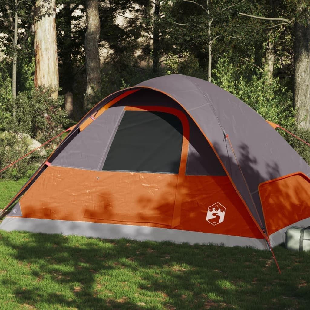 Möbel Kuppel-Familienzelt 6 Personen Grau und Orange Wasserdicht - Campingzelte 94553