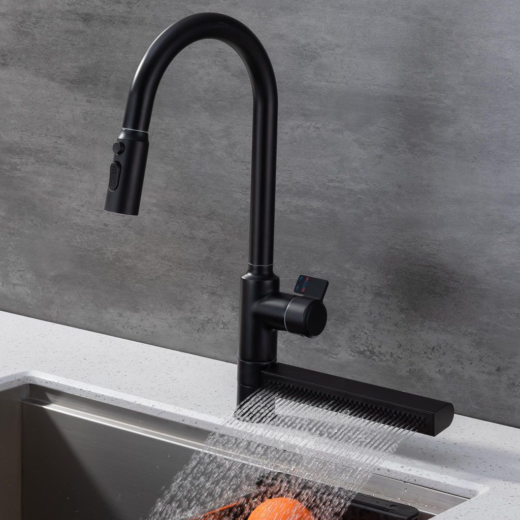 Homelody Wasserfall küchenarmatur Ausziehbar, Spültischarmatur mit brause 4 Wassersprühmodi, 360° Drehbar, Edelstahl Küchenspüle-Wasserhähne...