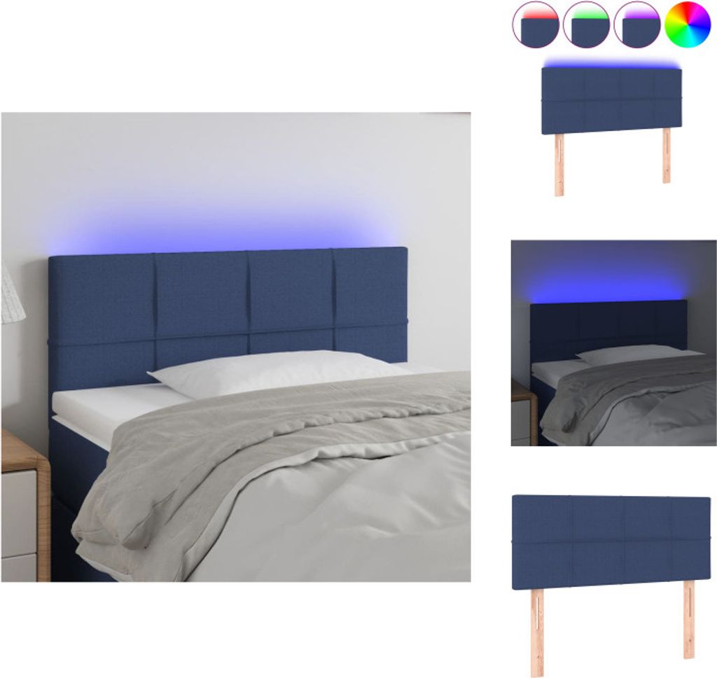 vidaXL LED Kopfteil Blau 100x5x78/88 cm Stoff - Kopf- & Fußenden