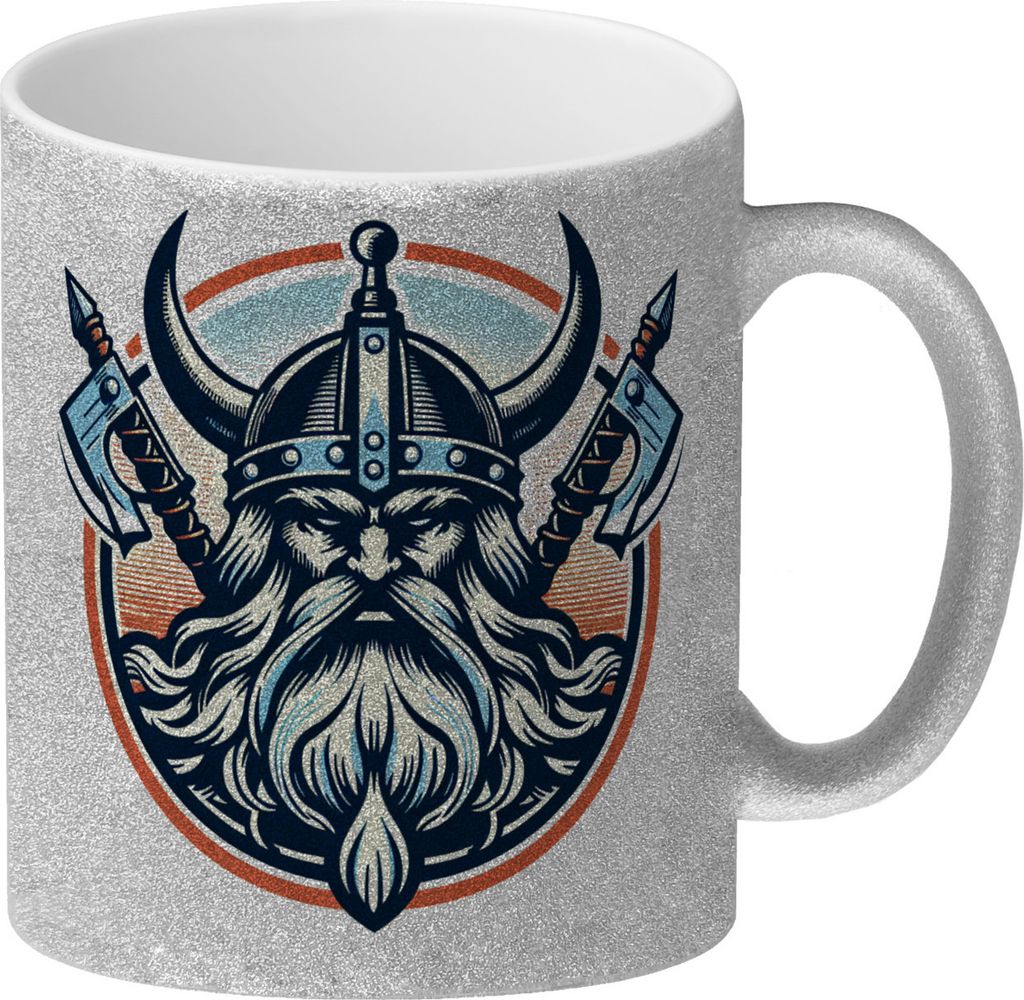 Odin Wikinger Glitzer-Kaffeebecher