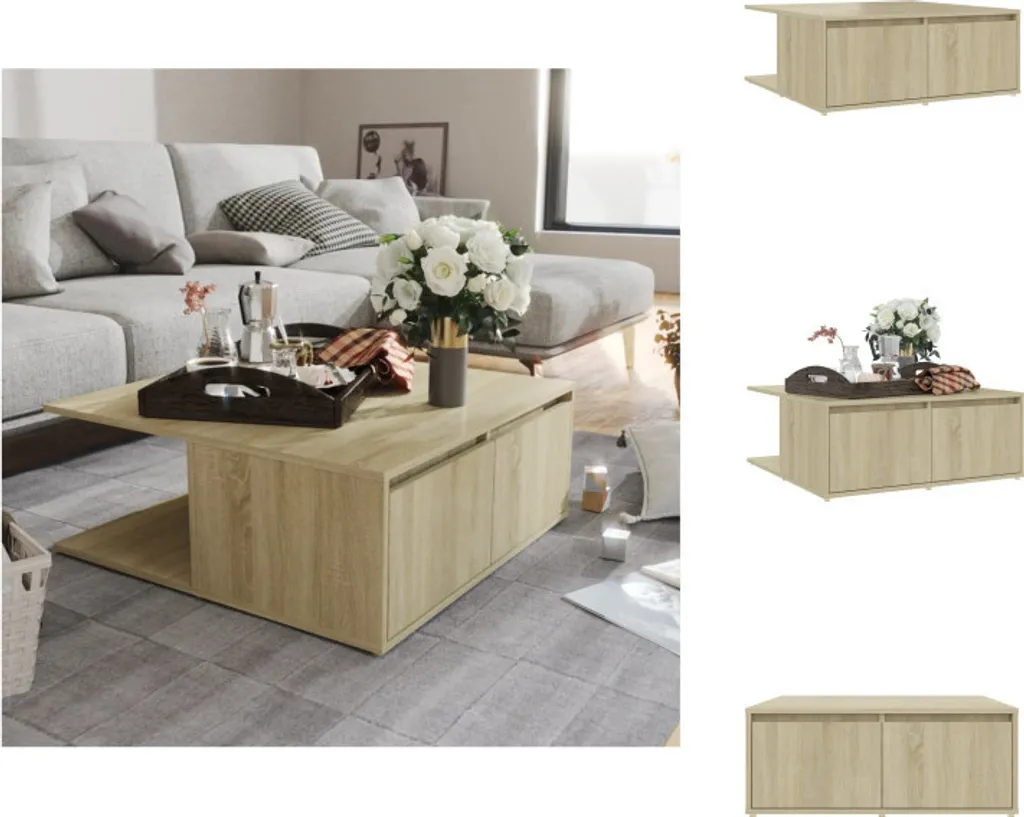 Tavolino da Caffè vidaXL Rovere Sonoma 80x80x31 cm | Arredo Salotto Moderno