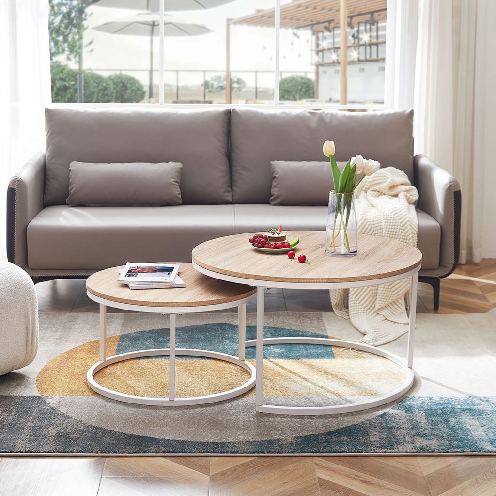 H.J WeDoo Couchtisch rund für Wohnzimmer 2er Set, Produktbild 3