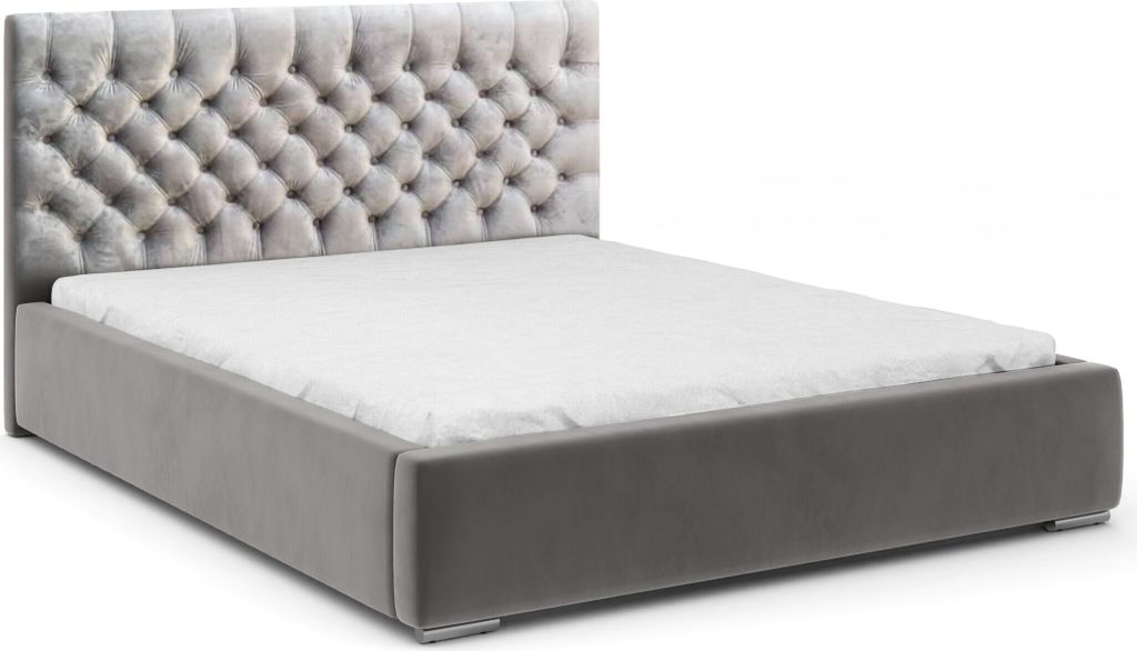 FEDVE Polsterbett Doppelbett Pilton Bett Bettkästen Matratze H3 120x200cm Grau (Magic Velvet 2240)