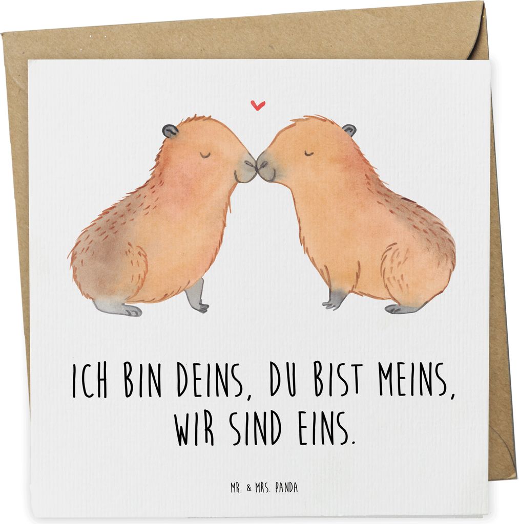 Mr. & Mrs. Panda Grußkarte Capybara Liebe - Weiß - Geschenk, anlasskarte, Herzlich, Glückwunschkarte, Liebesspruch, Valentinstag, faltkarte, Kla...