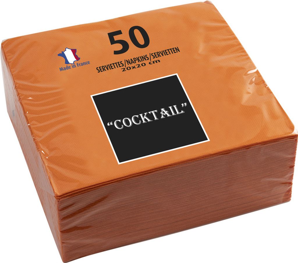 PROnappe Cocktail-Servietten 200 x 200 mm orange 50 Stück