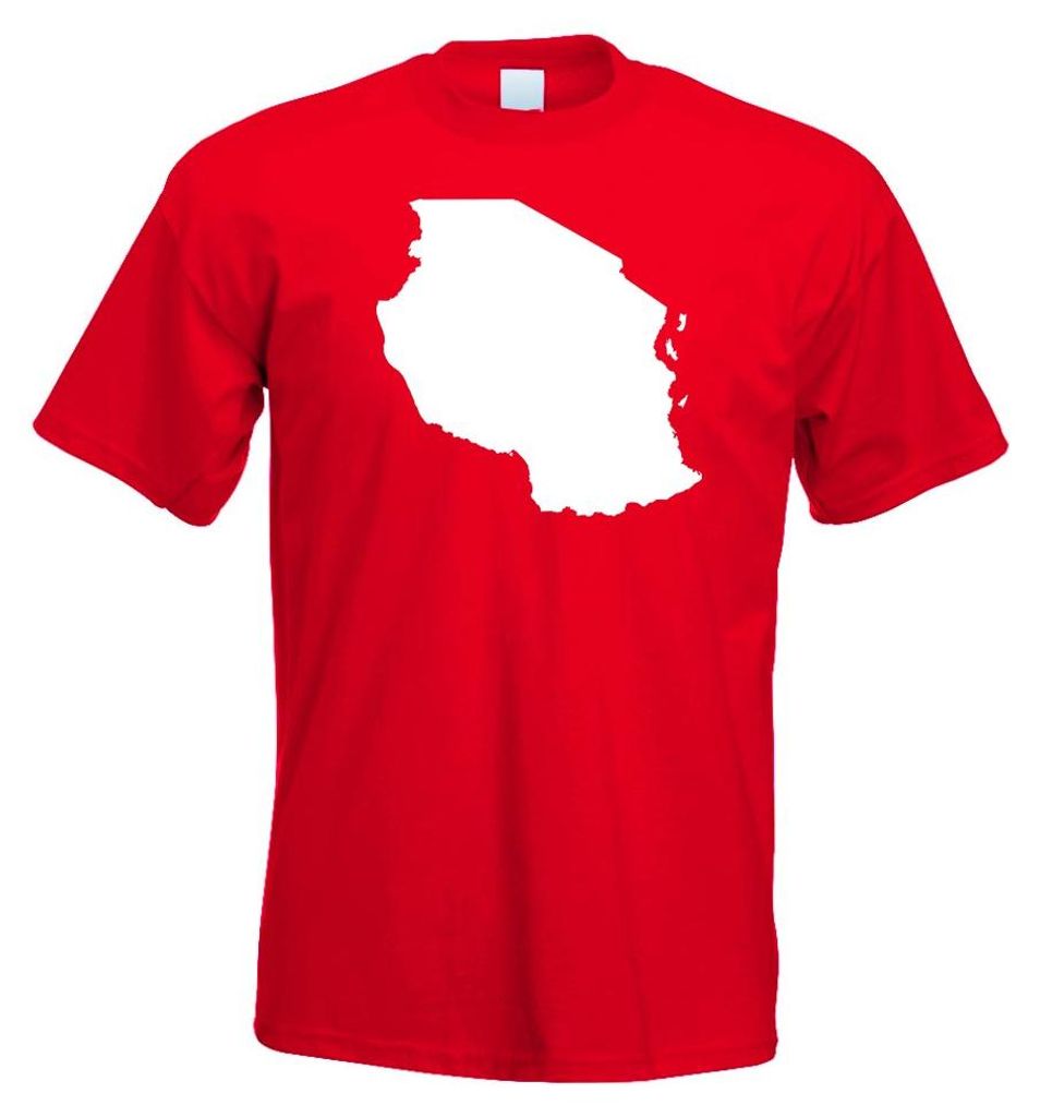 Kiwistar - T-Shirt - rot - Tansania Umriss Kontur Herren Funshirt Bedruckt Design Sprüche Spruch Motive - mit Motiv Bedruckt - Funshirt Design - S...