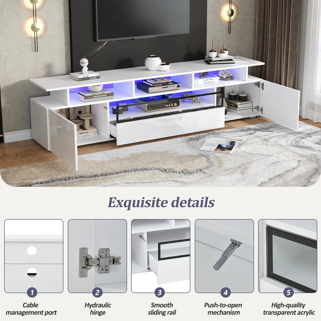 Support TV 180cm Idéal pour Cinéma Maison et Rangement Multimédia - 8