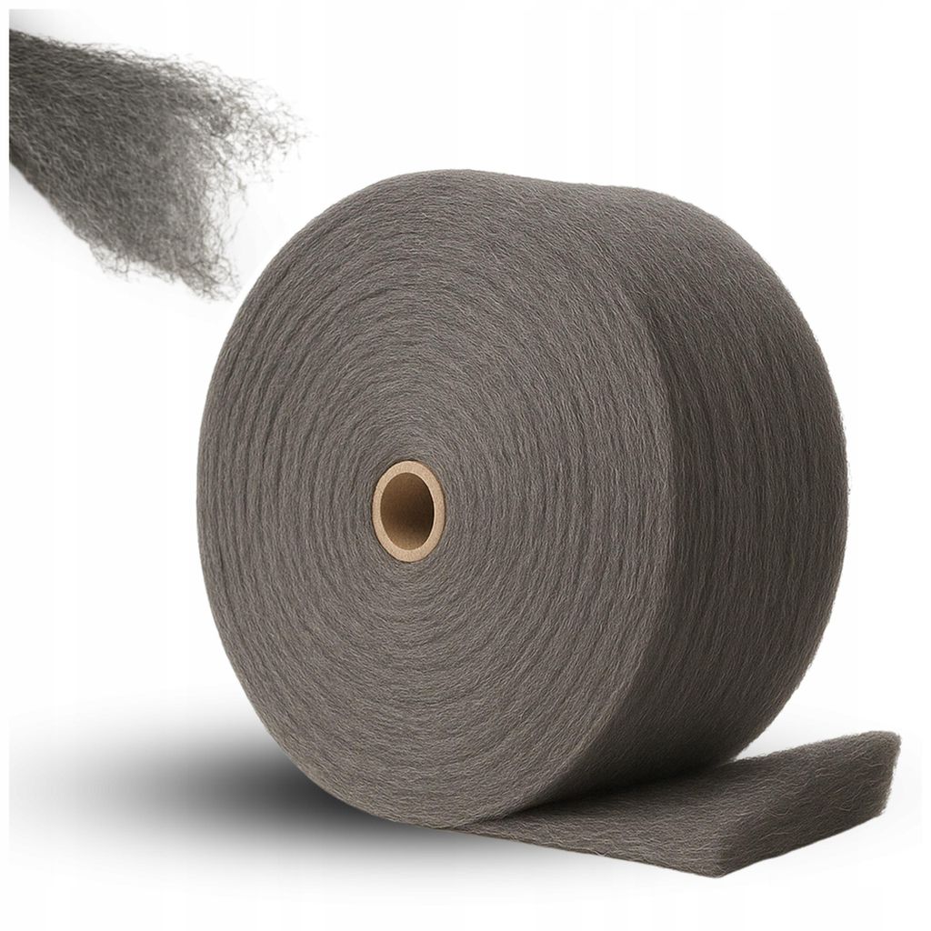 Stahlwolle 1 kg Rolle Grad 0+00 zum Reinigen, Polieren & Renovieren von Metall, Holz & Stein – Schleifvlies Polierwolle ca. 8-9 m, 9–10 cm Breite