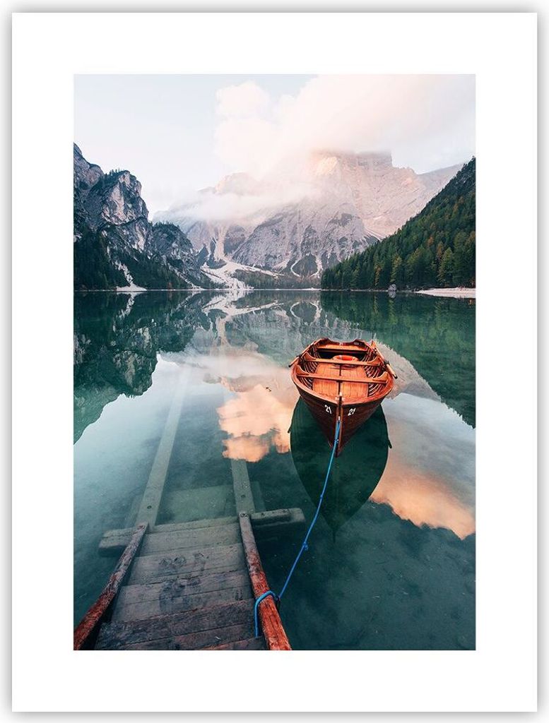 Poster - Poster ohne Rahmen - See Berg Tal - 30x40 cm - Wand Bild - Wanddeko - Wandbilder - Kunstposter - Wandposter - Bilder - Kunstdruck - Wandde...