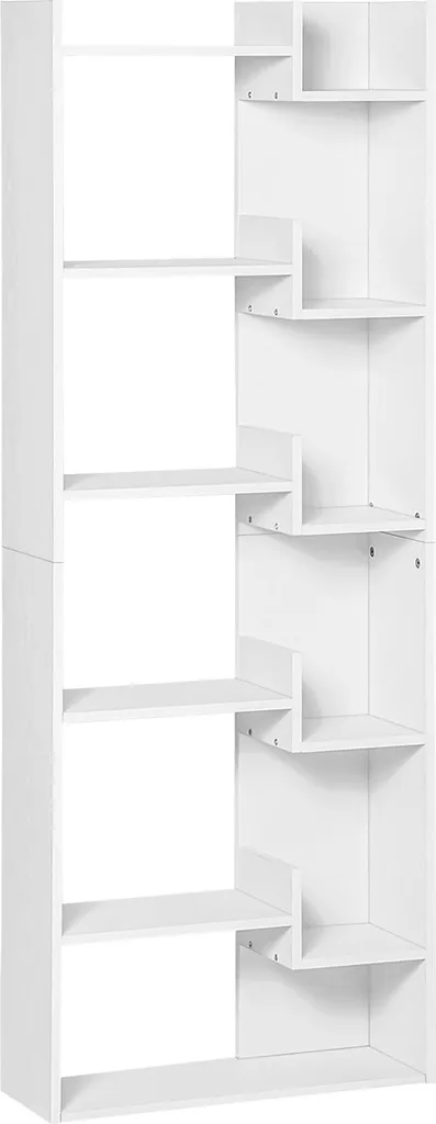 Étagère de Rangement Moderne Blanche - Bibliothèque Haute à 6 Étages