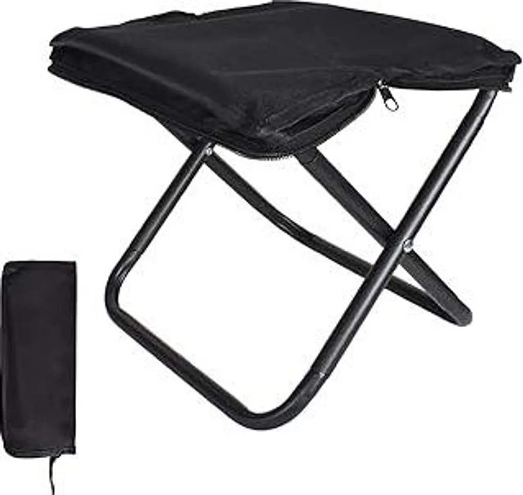 Sgabello Pieghevole Nero Salvaspazio | Sedia Campeggio Oxford 150kg