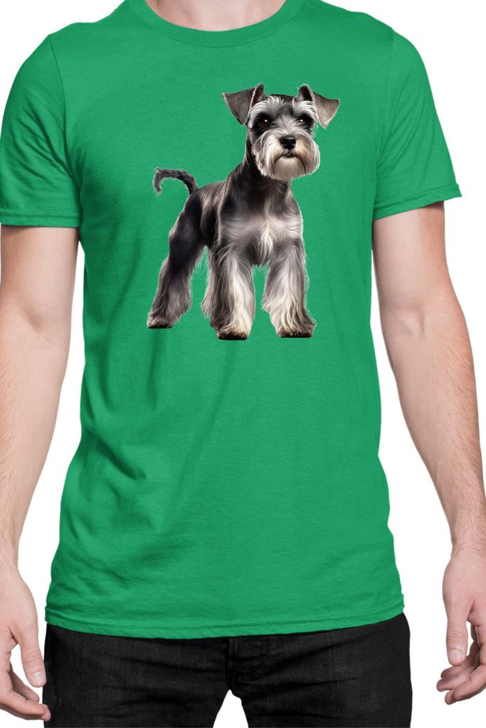 Herren T-Shirt Dogs Breeds Miniature Schnazuer Dog Breed 005, Man XL / Grün