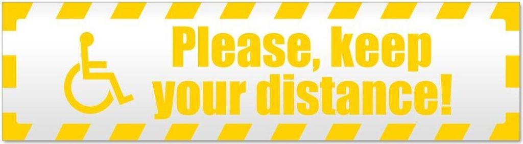 Please Keep Your Distance gestreift - Hinweis Aufkleber Sticker für Auto, Kfz, Fahrrad, PKW, LKWGelb - 20 x 5,3 cmPlease Keep Your Distance gestre...