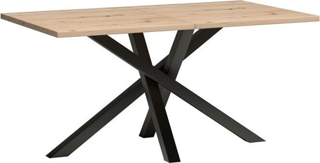 Bettso Esszimmertisch mit Verlängerung CALI, Eiche Artisan, Ausziehbarer Tisch mit Metallbeinen, Ideal für Familienfeiern und Partys, 160-260 cm