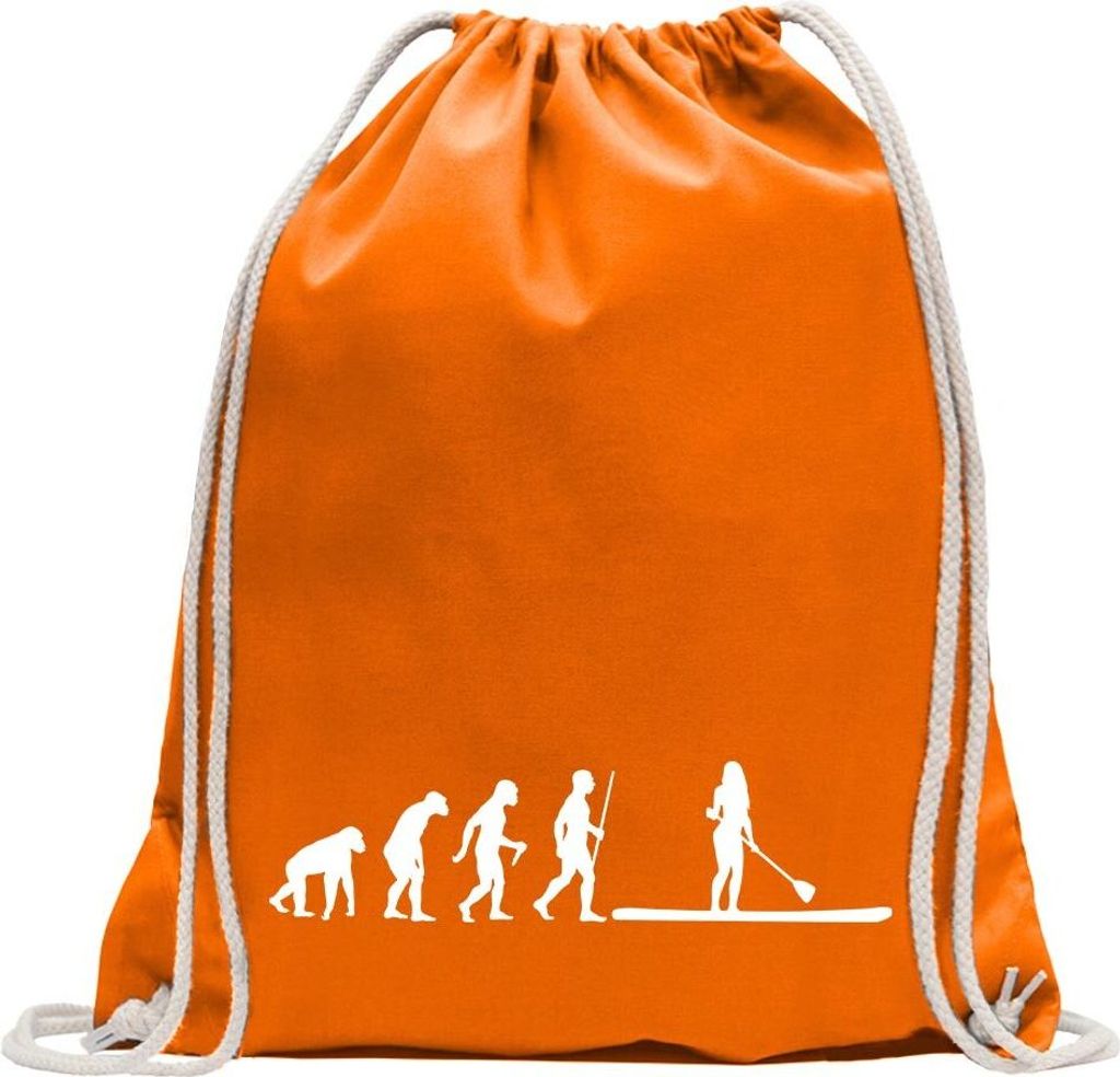 Kiwistar - Turnbeutel - mandarin - Stand Up Paddling Evolution - Fun Rucksack Sport Beutel Gymsack Baumwolle mit Ziehgurt