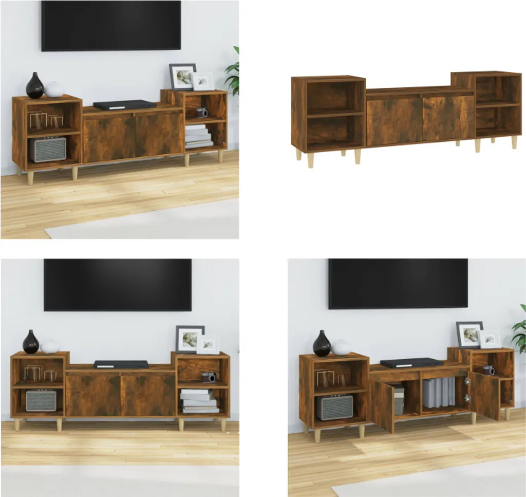 vidaXL Mobile TV in rovere fumé 160x35x55 cm materiale a base di legno - Mobile TV - Mobili TV - Mobili TV - Porta TV