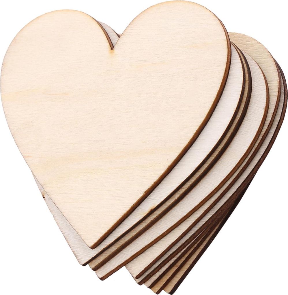 BAFOVY 100pcs Holzherzformen mit Unterschiedlichen Gr??en fr Scrapbooking, Kartenherstellung, Dekor und Mehr Glattes Finish fr Malen und Dekorieren...