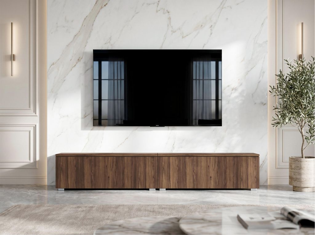 AX LIVING Barvo 2x100 TV Kommode Lowboard Dunkelbraun Produktbild 