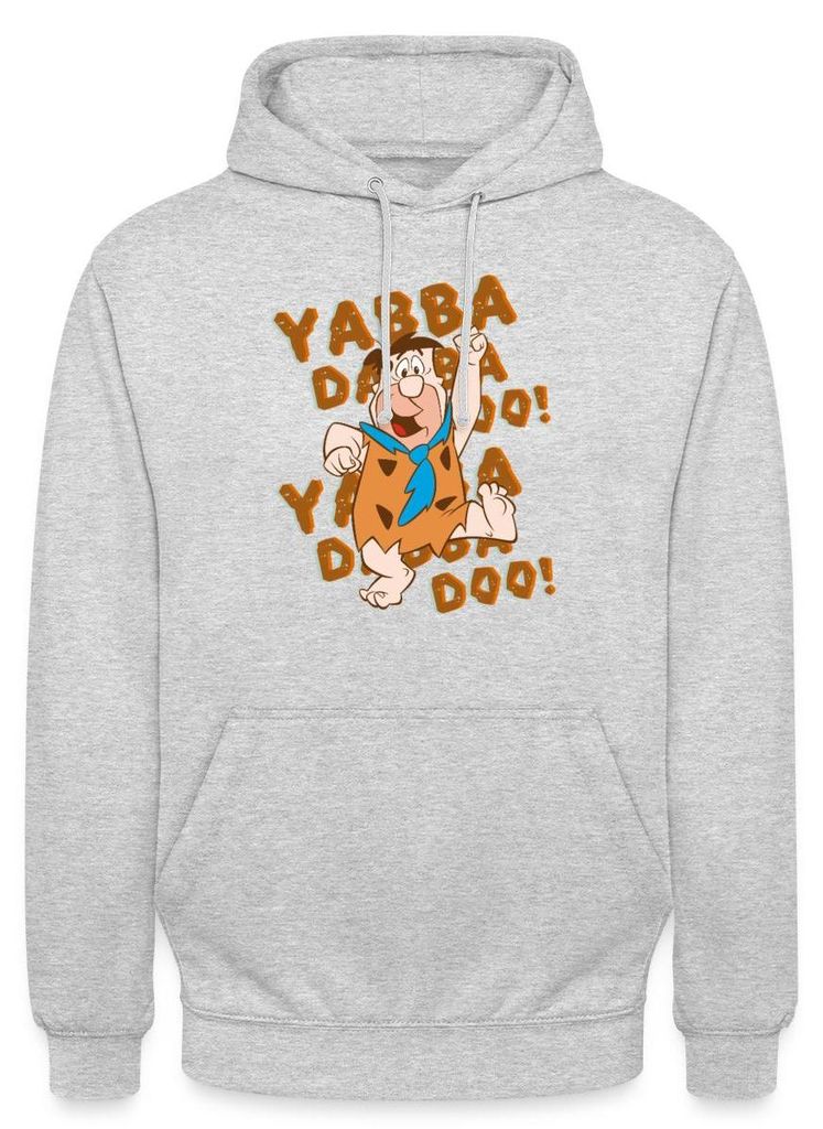 Spreadshirt The Flintstones Fred Feuerstein Yabba Dabba Doo Uni Hoodie, 4XL, Hellgrau meliert