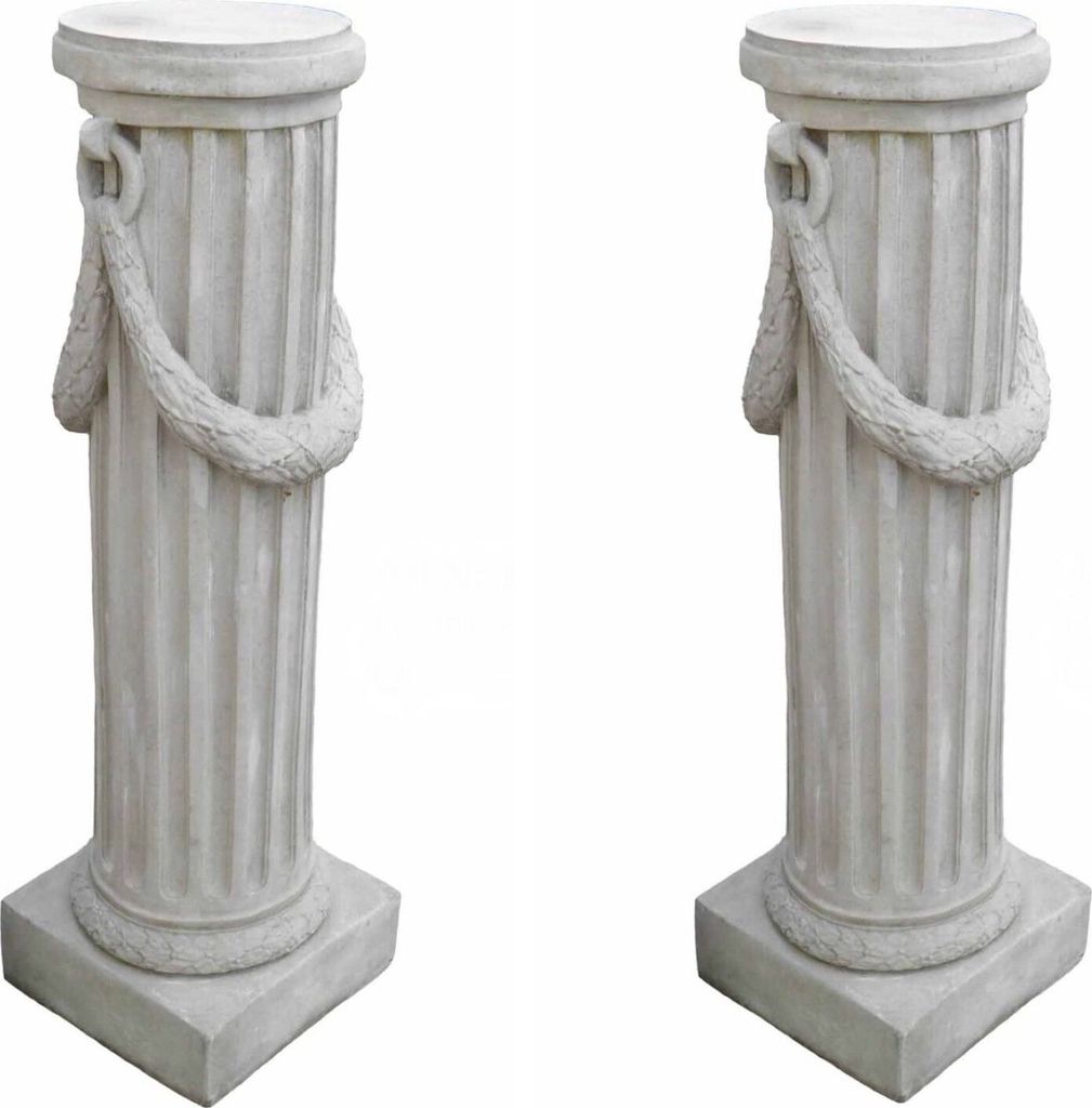 Antikes Wohndesign Spar-Set 2 x Griechischer Sockel Steinsäule Blumensäule Blumenständer Säule Gartensäule Sockelsäule Höhe: 116cm 316KG