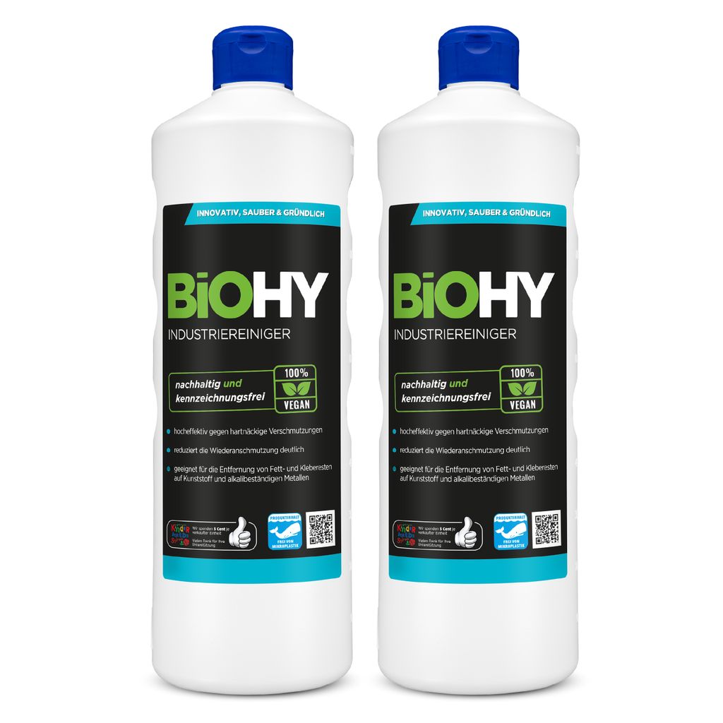 BiOHY Industriereiniger, Werkstattreiniger, Universalreiniger, -Konzentrat – 2er Pack (2 x 1 Liter Flasche)