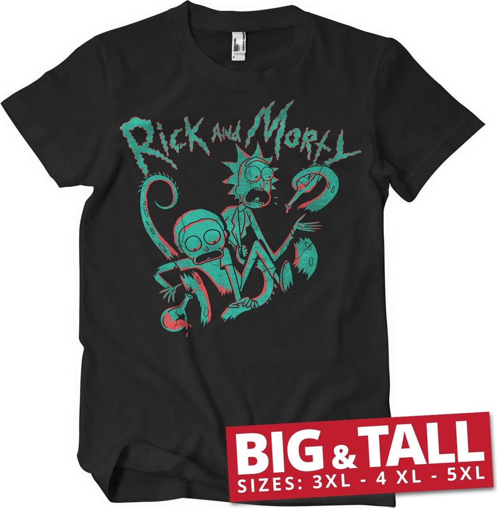 Rick And Morty Duotone Big & Tall T-Shirt - 3XL - Black