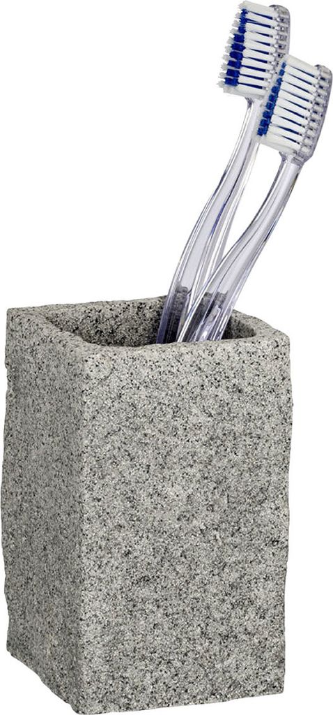 WENKO Zahnputz Becher Granit Zahnpasta Zahnbürsten Halter Zähne putzen Bad WC
