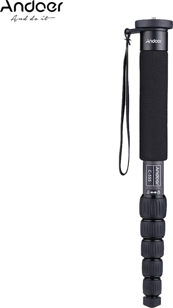 Andoer C-555 155 cm Kohlefaser Kamera Einbeinstativ Unipod Stick 6-teilig mit Tragetasche max. Laden Sie 10 kg fuer Camcorder Video Stuido Photography