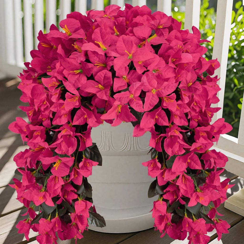 künstliche Bougainvilleen zum Aufhängen, künstliche Balkonpflanzen, Hängepflanzen, Seidenblumen, künstliche Blumen, die echten Gartenpflanzen ...