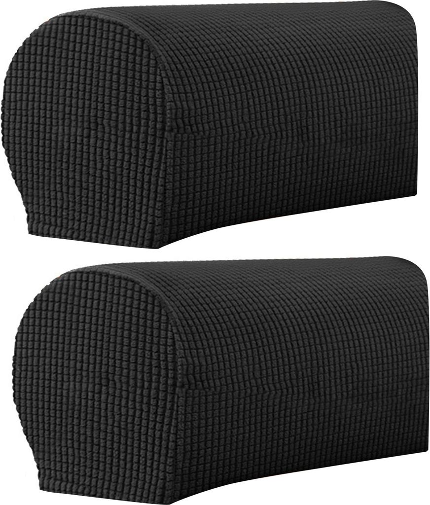 2pcs Sofa Arm Protector Anti-Slip High Elastic Polyester Einfach zu installieren Armlast Deckungen Haushaltsvorräte-Schwarz