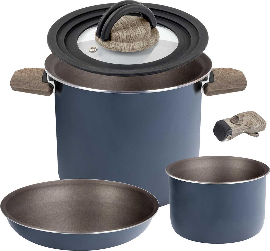 BRUNNER Camping Kochgeschirr Topfset | Alu | TORRALTA Ø18-cm 4+1 Spacemaster