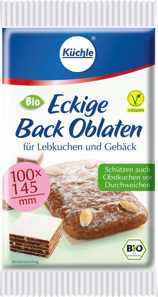 Küchle eckige Back Oblaten 100x145mm für Lebkuchen und Gebäck (1er Pack)