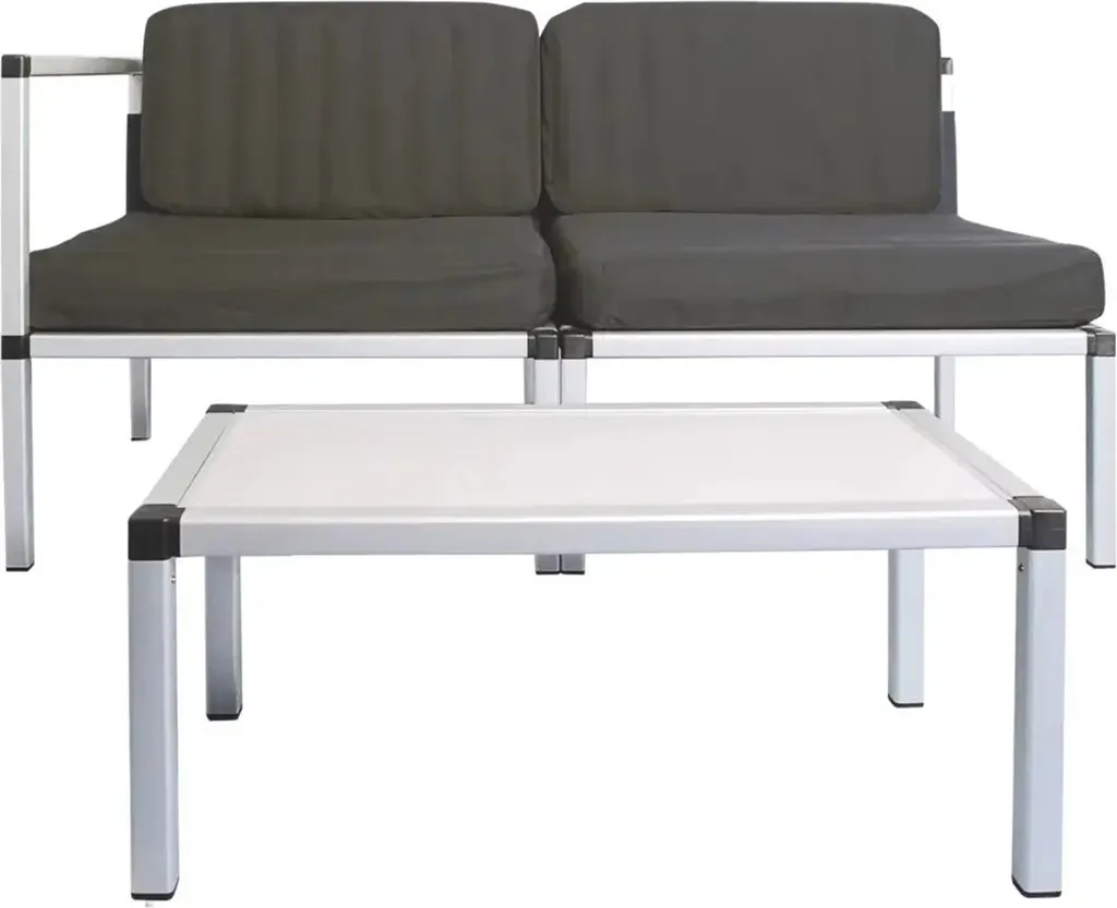 Salon de jardin mobile pliable gris 150 kg structure en acier robuste