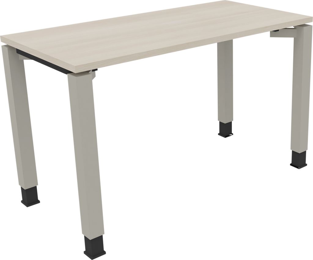 Schreibtisch Vierfuß Quadratrohr B1200xT600xH680-820 si/Akazie hell