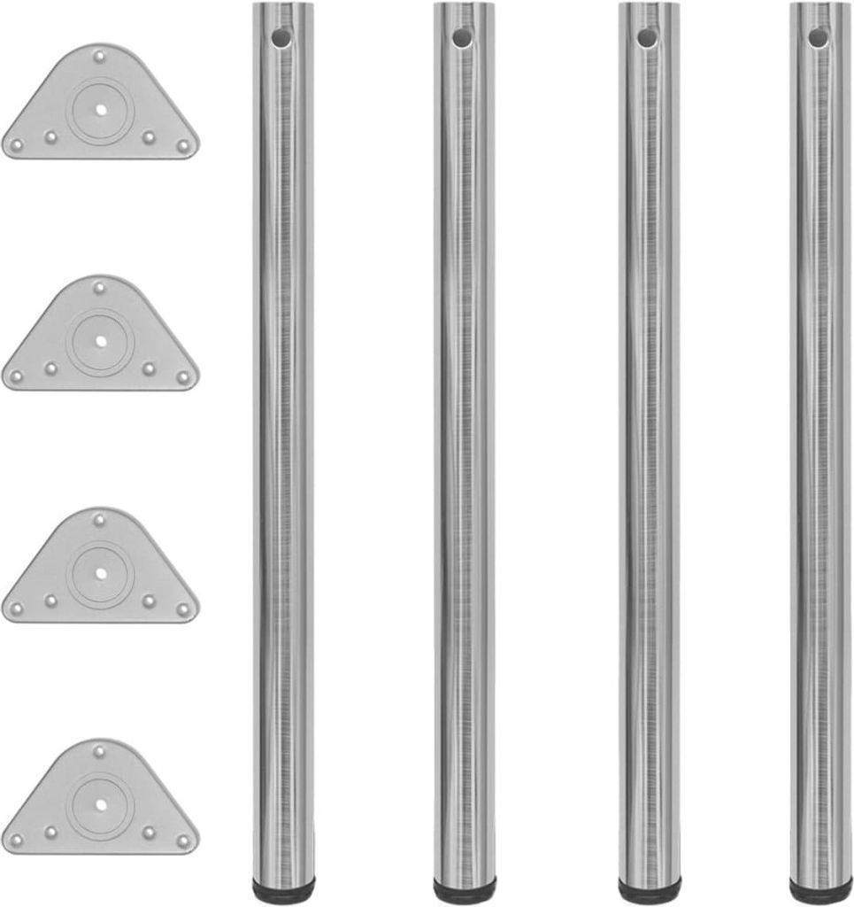 4 höhenverstellbare Tischbeine Nickel gebürstet 870 mm
