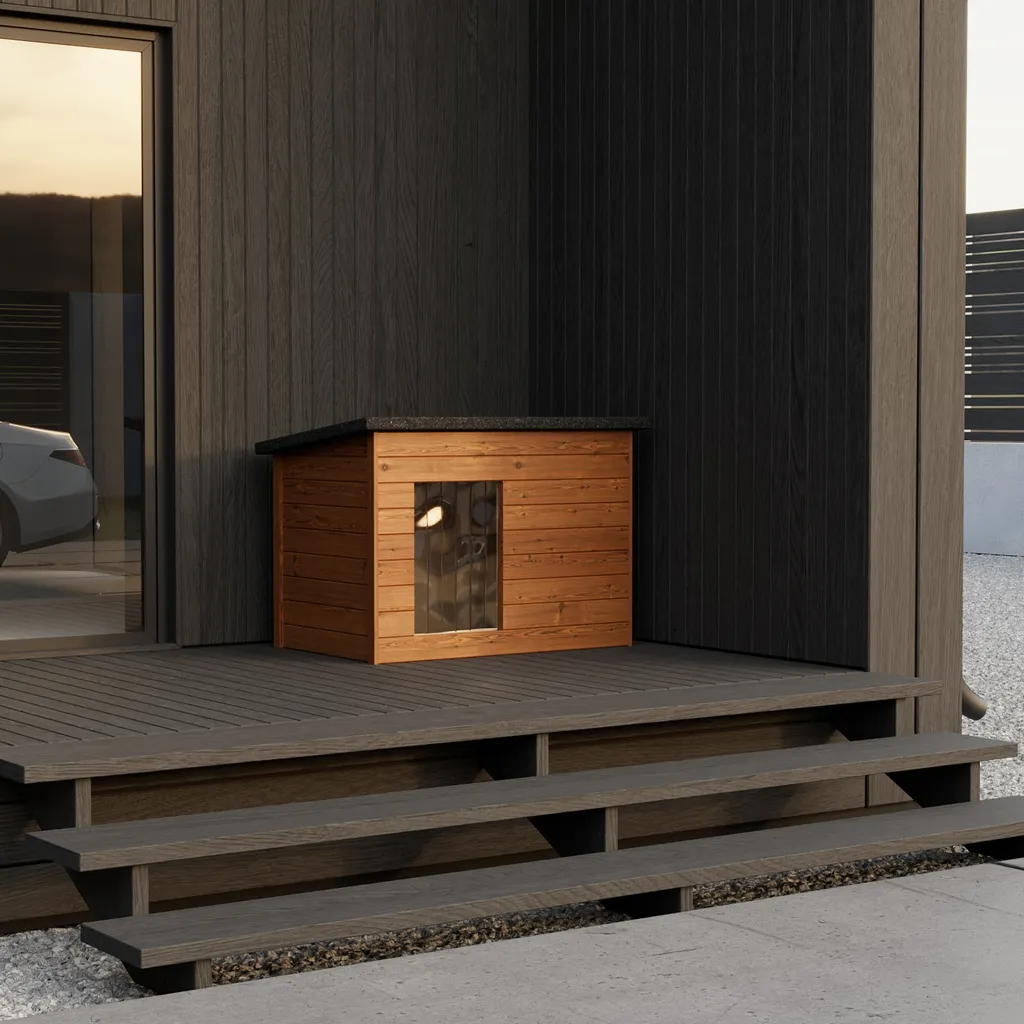 Grande niche pour chiens isolée 123x84cm - Bois résistant à l'hiver