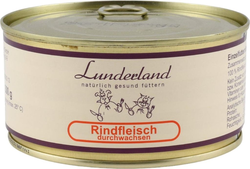 A can of dog food on a white background.