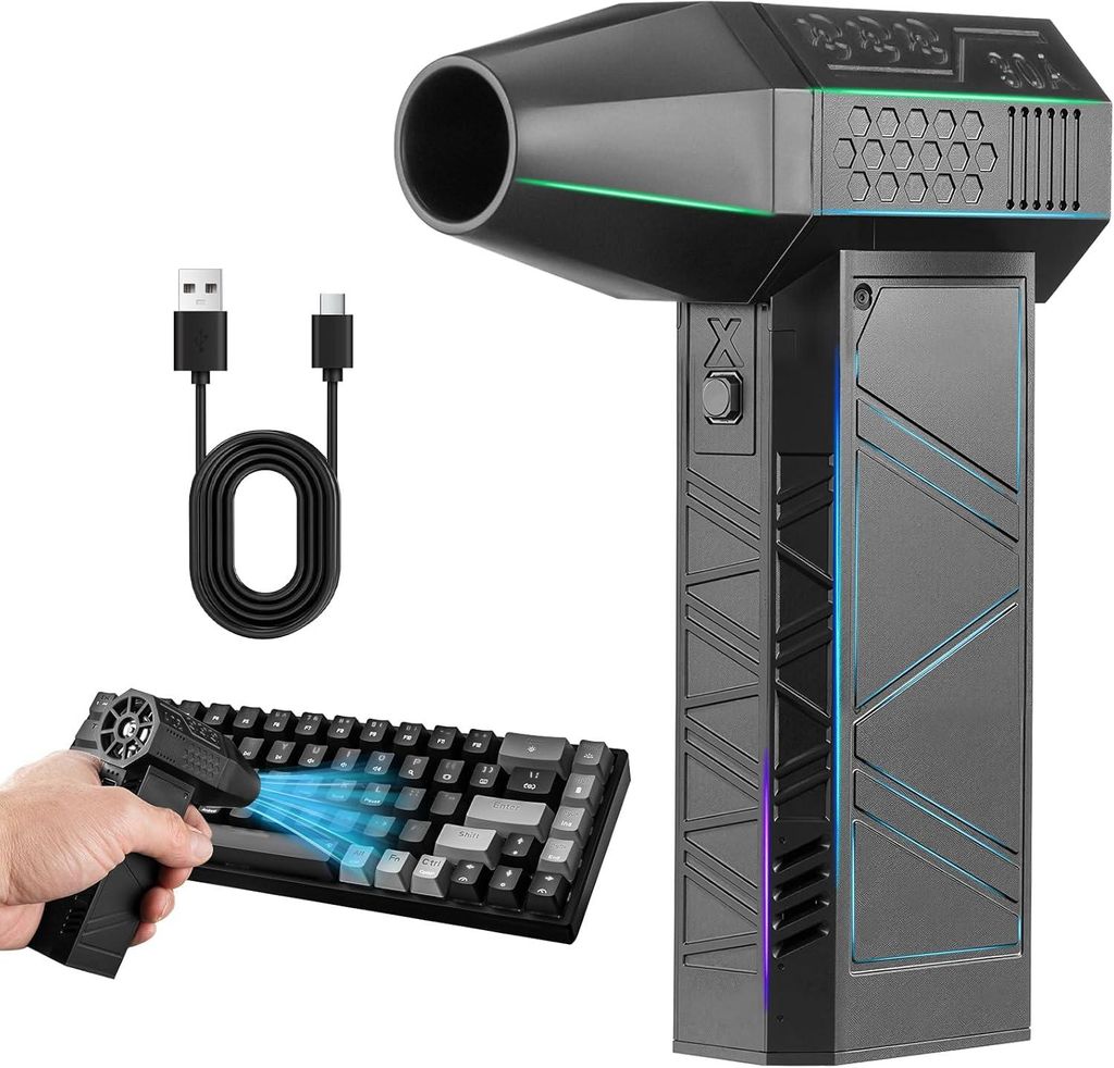 Elektrische Staubgebläse, 200W Electric Air Duster, 130000U/min Kabelloser Gebläse, für PC Reinigungsse, Auto,Tastatur Reinigung