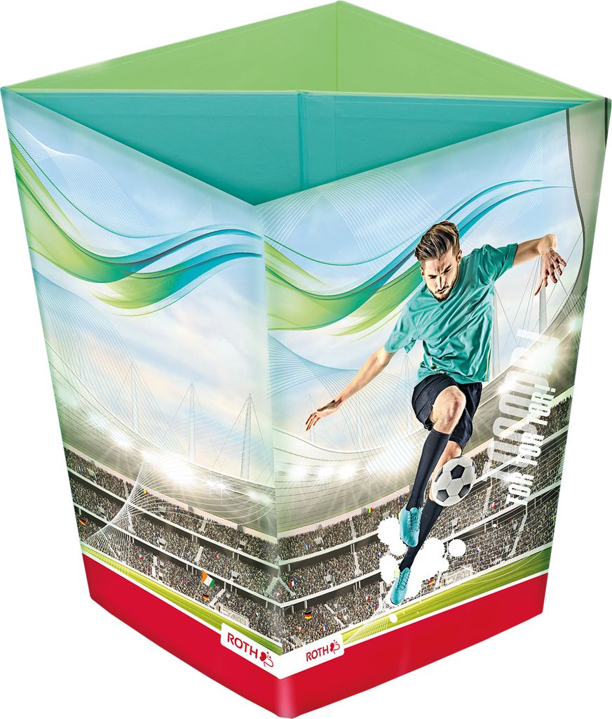 ROTH Papierkorb - Fußball-Star, Faltbarer Sport Papierkorb mit Trennsystem aus Pappe fürs Kinderzimmer