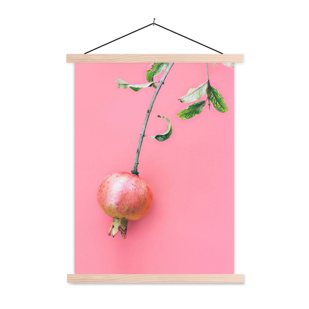 MuchoWow Textilposter Pflanzen - Sommer - Rosa 120x160 cm mit holzfarbenen Rahmen - Plakatkarton
