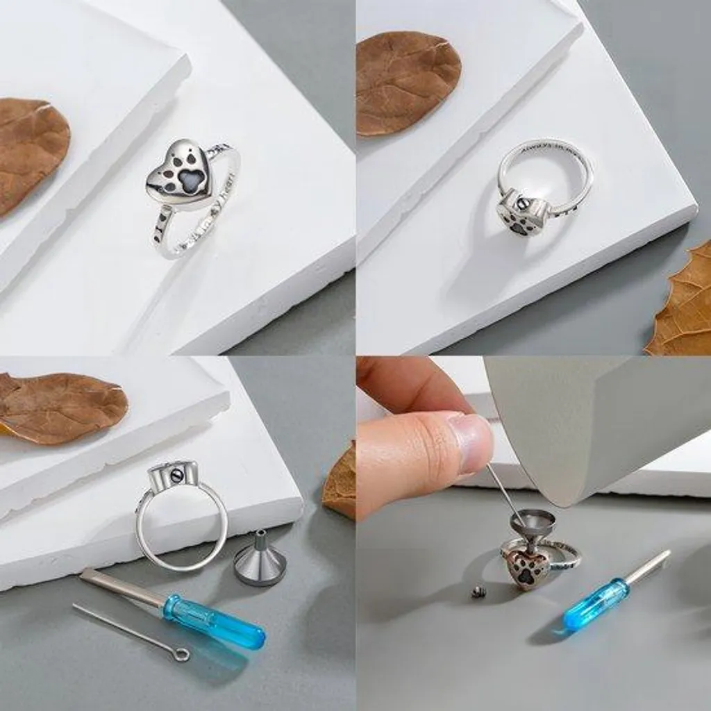 Bijou commémoratif : Bague de crémation en argent massif faite main - 5