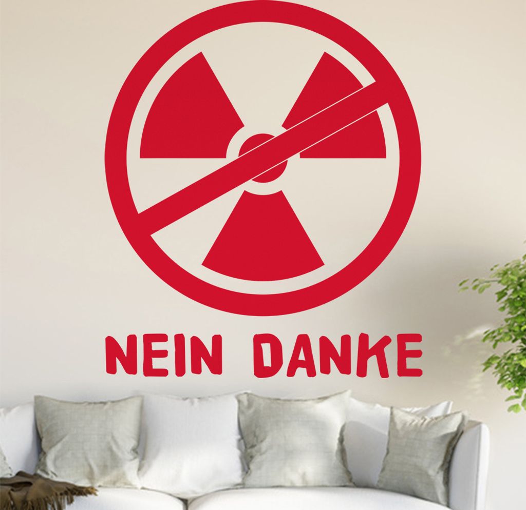 Atomkraft - Nein Danke Wandtattoo in 6 Größen - Wandaufkleber Wall Sticker - Dekoration, Küche, Wohnzimmer, Schlafzimmer, Badezimmer